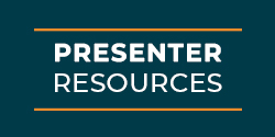 Image of dark blue background with text 'Presenter Resources'