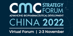 Image with text 'CMC Strategy Forum Advancing Biopharmaceutical Development China 2022 Virtual Forum 2-3 November'