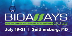 Image with text 'bioassays scientific approaches and regulatory strategies 2022 july 19-21 Gaithersburg, MD'
