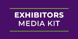Image of purple background with text 'exhibitors media kit'