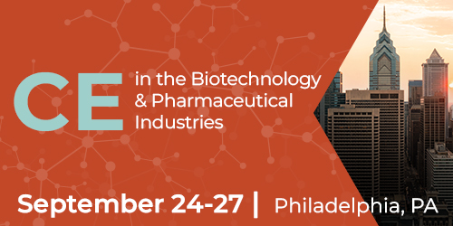 Image with text 'CE in the Biotechnology & Pharmaceutical Industries September 24-27 Philadelphia, PA'