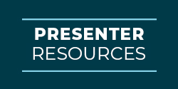 Blue graphic with text 'Presenter Resources'