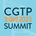 Image of DNA helix with text 'CGTP Summit 2023'