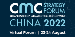 Image with text 'CMC Strategy Forum Advancing Biopharmaceutical Development China 2022 Virtual Forum 23-24 August'