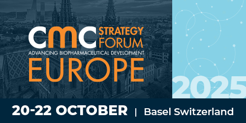 Blue graphic with text 'CMC Strategy Forum Europe 20-22 October 2025 Basel Switzerland'