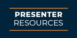 Blue graphic with text 'Presenter Resources'