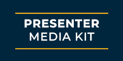 Image of blue background with text 'presenter media kit'