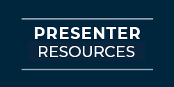 Blue graphic with text 'Presenter Resources'