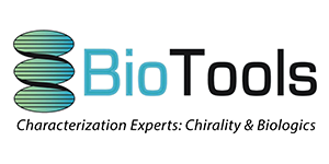 Company logo with text 'BioTools Characterization Experts: Chirality & Biologics'