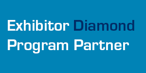 Image of blue background with text 'Exhibitor Diamond Program Partner'