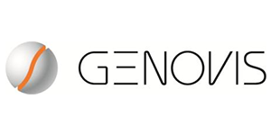 Company logo of white sphere with text 'Genovis'