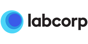 Company logo of blue circles with text 'labcorp'