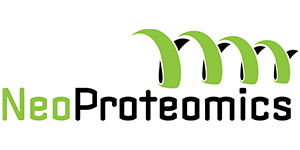 Company logo with green and black helix and text 'NeoProteomics'