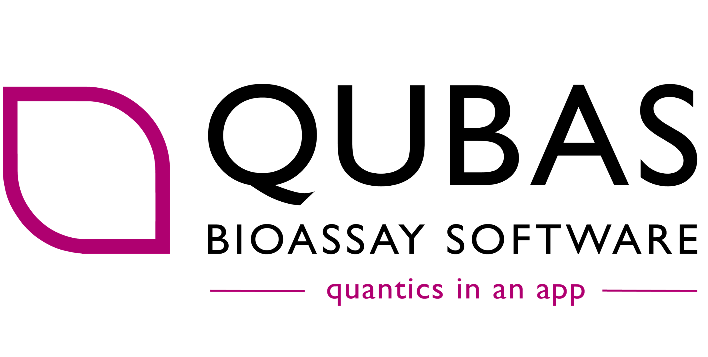 Company logo with text 'QUBAS Bioassay Software quantics in an app'