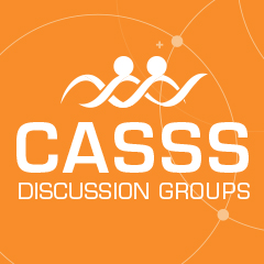 Orange background with text 'CASSS Discussion Groups'