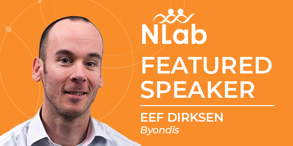 Image of male with text 'NLab Featured Speaker Eef Dirksen Byondis'