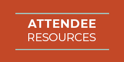Burnt orange background with text 'Attendee Resources'