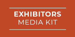 Burnt orange background with text 'Exhibitors Media Kit'