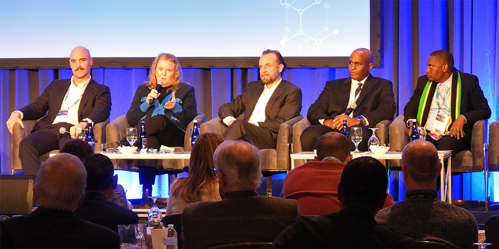 Scientists on stage for a panel discussion at WCBP