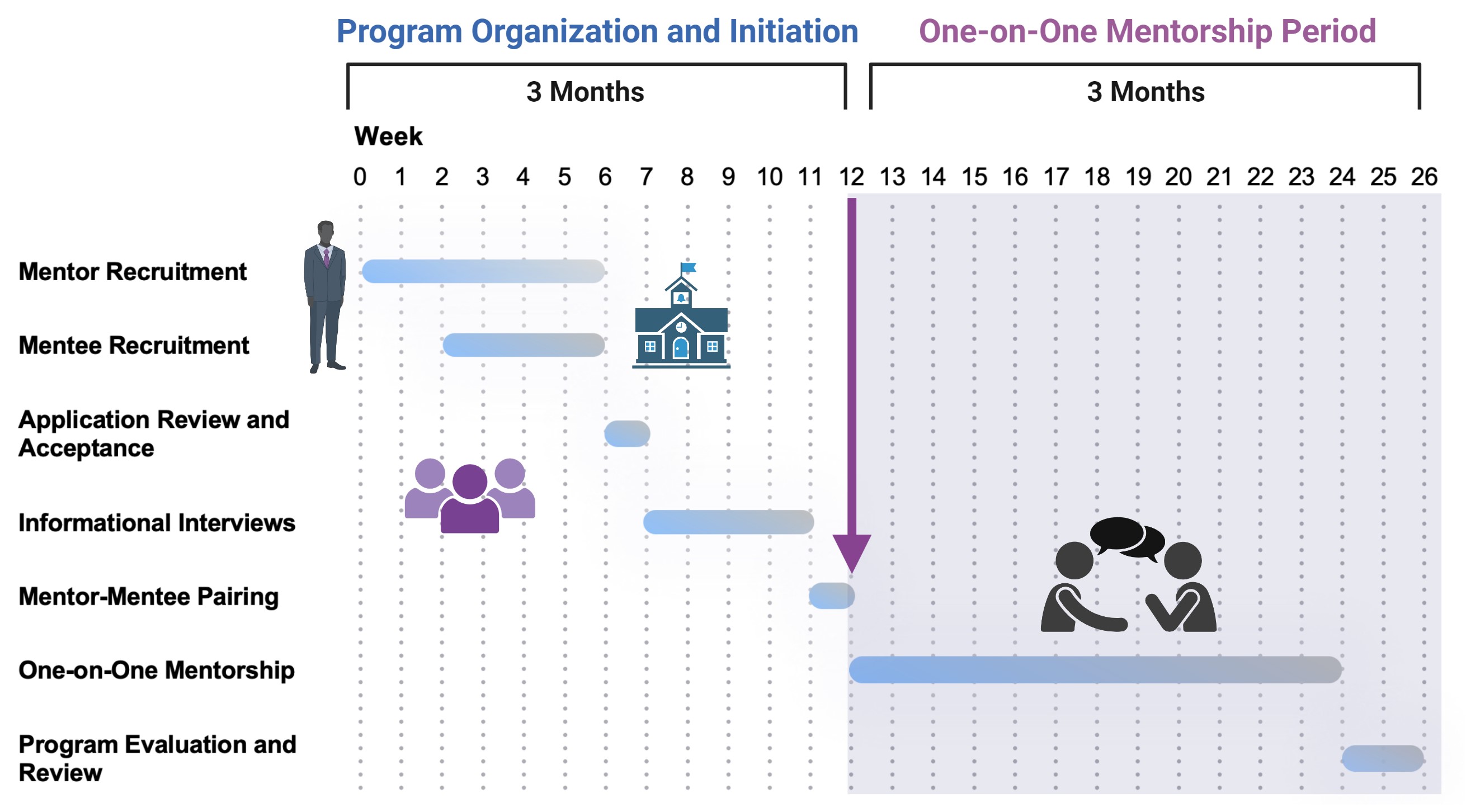 Image of timeline of mentorship program